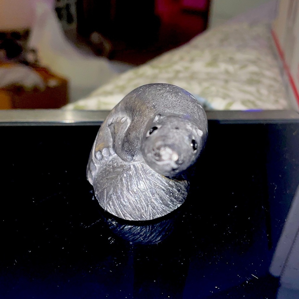 Antique Canadian Soapstone Carved Miniature Seal Figurine by Edmund Wolf